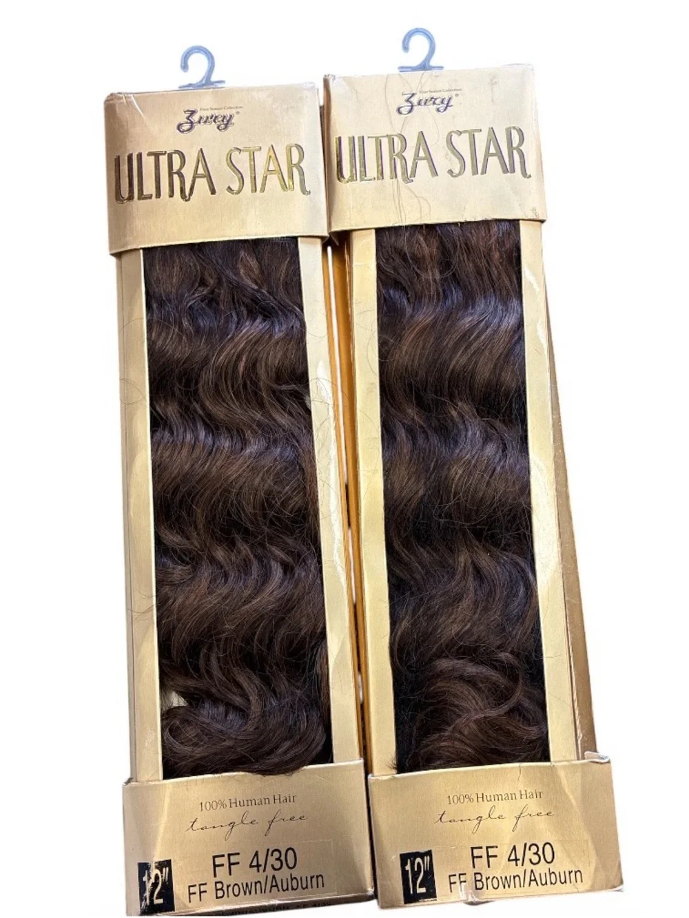 FF Brown/Auburn Wavy Human Hair Weft - 12